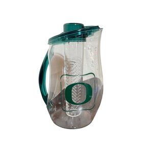 Oregon Ducks Logo Pitcher With Infuser Lid BPA-Free 2.5-3 Quart Green & Clear
